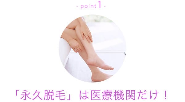 point1永久脱毛」は医療機関だけ